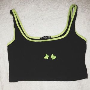 Green:black cropped tank